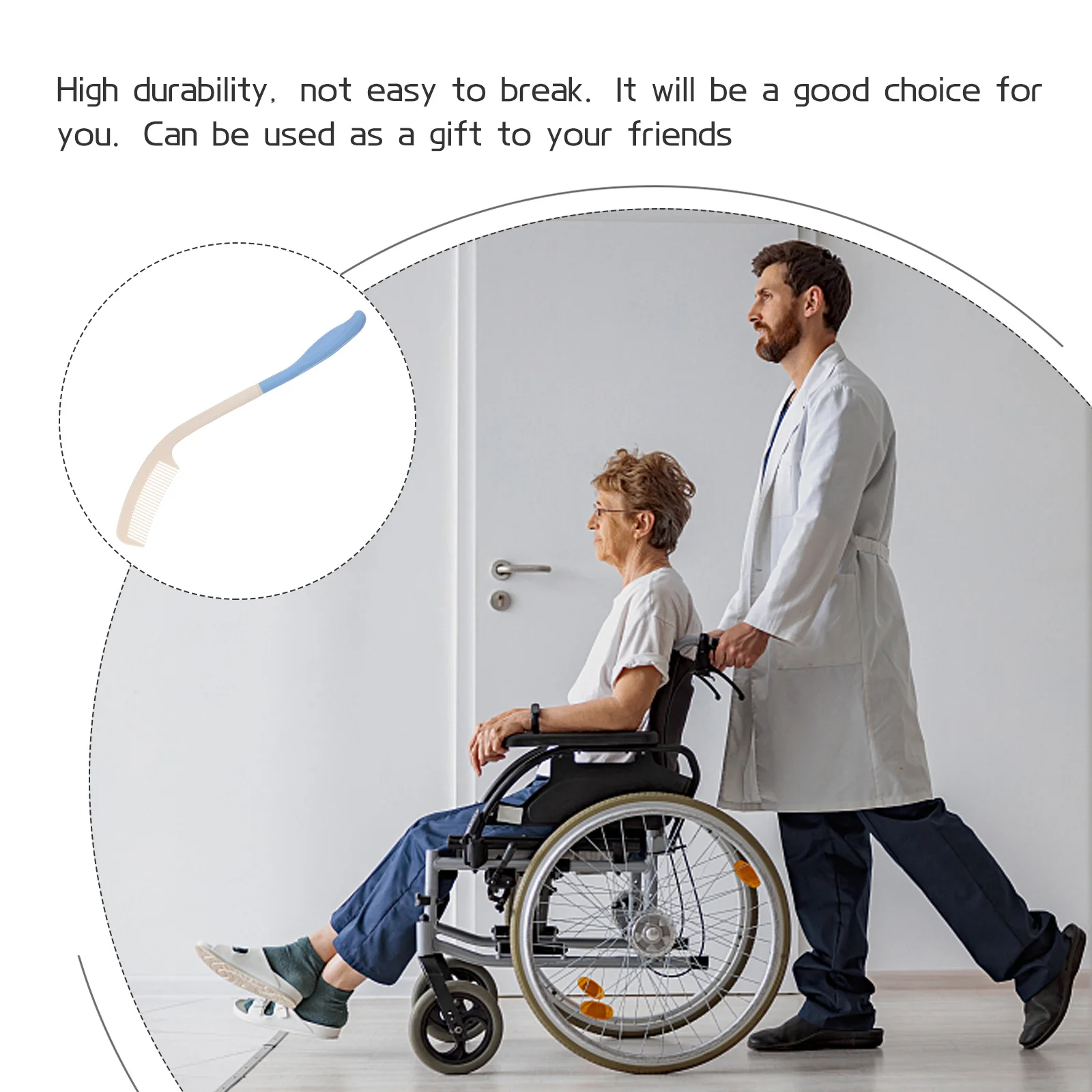 

Long Handle Comb Plastic Elderly Curved Hair Comb For Seniors Disabled Aged Reusable Household Use Smooth Teeth Sturdy