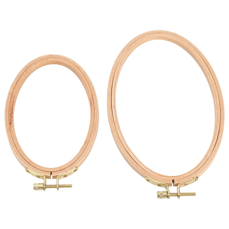 2 Pieces Oval Embroidery Hoops Include 1 Piece 8.3 X 5.4 Inch And 1 Piece 6.3 X 4.1 Inch Cross Stitch Hoops Ring For Art Craft H