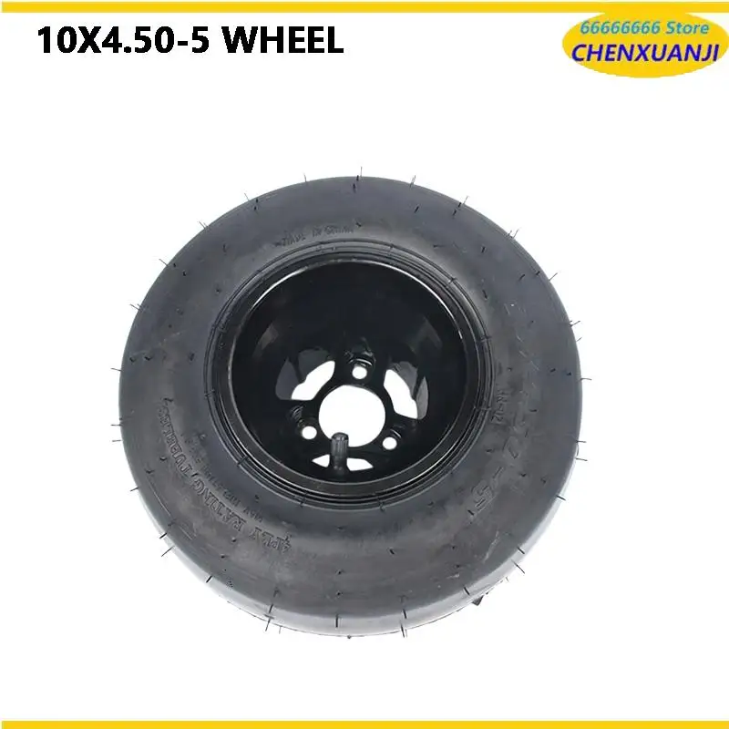 

Upgrade Your ATV with 10X4.50-5 Inch Front & Rear Vacuum Tires and Durable Wheel Rims Combo