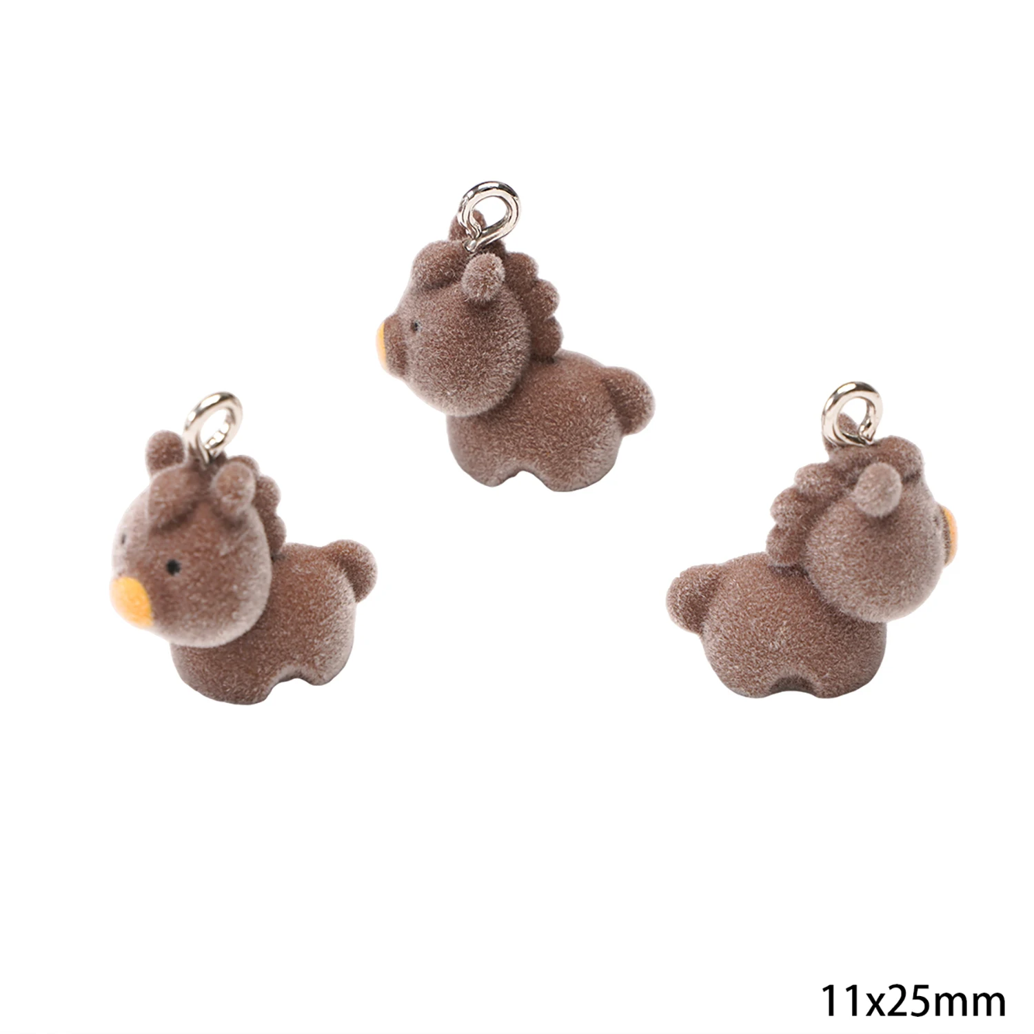 3D Flocking Resin Animal Charms for DIY Jewelry