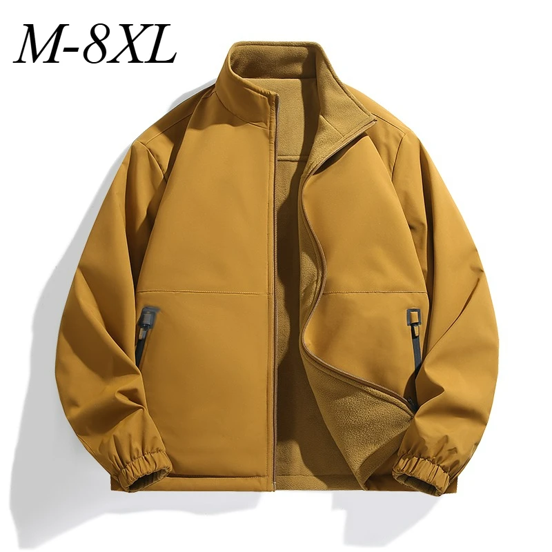 

Mens Fleece Jacket Thickened Outdoor Riding Windproof Durable Coat Loose Casual Double Sided Design Autumn Winter Zipper Jackets
