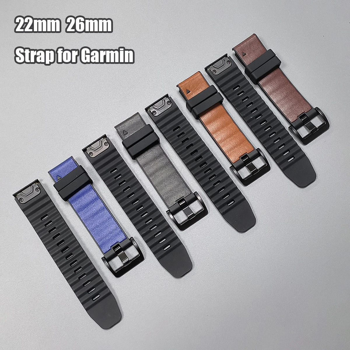 Für Garmin Fenix 8 pro E 7 7X 6/Forerunner 975 965 Band 22/26mm Leder + Silikon Uhrenarmband Quatix 8/Epix Pro QuickFit Armband