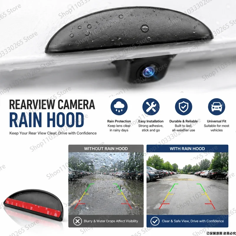 Universal Car Rearview Camera Protection Set, Rain Shield & HD Lens Cover for All-Weather Clear Vision & Safety