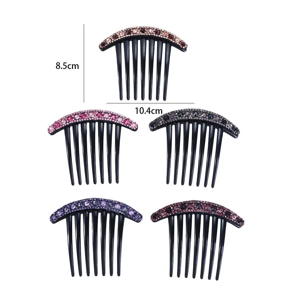 Grace All-match Temperament Women Colorful Rhinestone Hair Comb Korean Style Headwear Seven-tooth Comb Hair Accessories