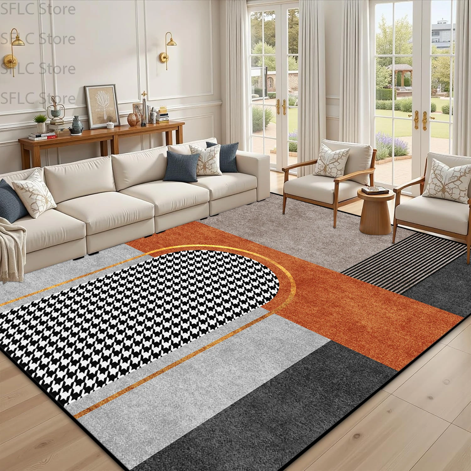 Nordic Light Luxury Geometric Living Room Carpet Easy Cleaning Large Size Decoration Home Bedroom Rug Soft Coffee Tables Mat