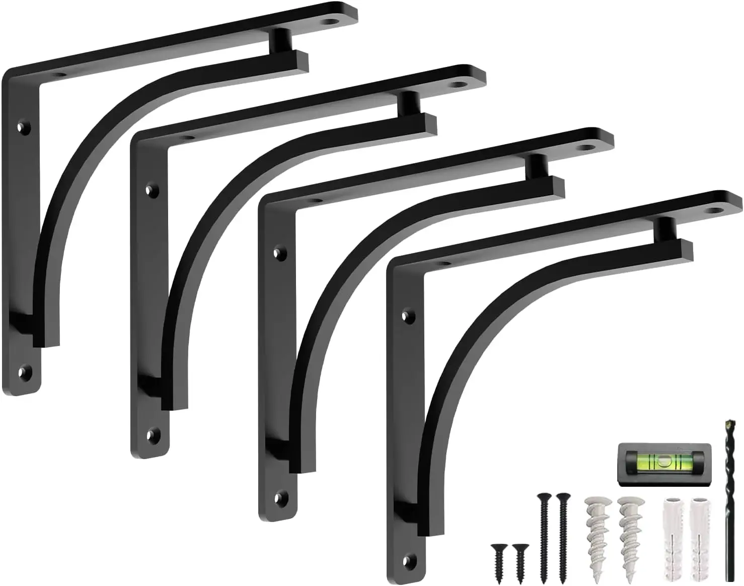 

Классические черные усиленные кронштейны для полок 10 дюймов, настенные опоры с комплектующими, набор из 4 штук