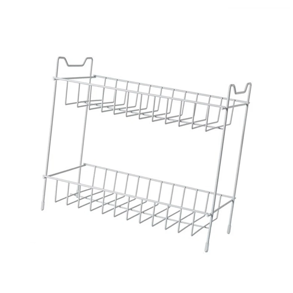

Iron Kitchen Storage ganizer 2 Layers Hollow Bottom Seasoning Shelf Rack Spice Storage Multi functional Bathroom Bedroom Living