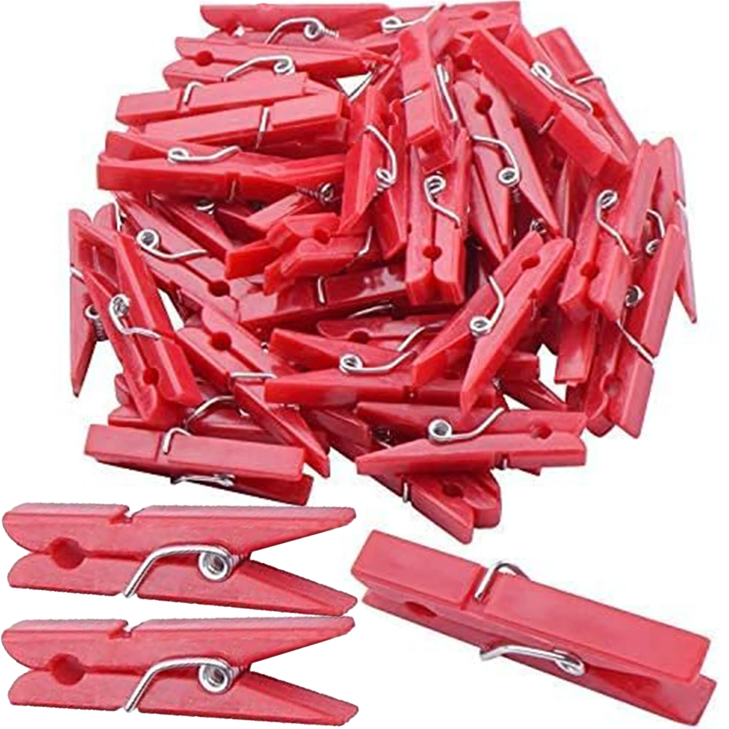 

50 Pieces Photo Clips,Mini Plastic Picture Paper Clip Clothespins Peg for Office,Home,Arts(Red)
