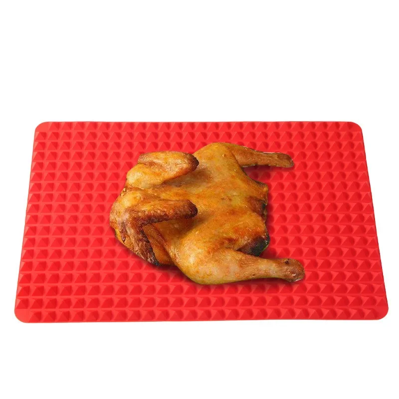 Large Red Pyramid Raised Cone Shaped Silicone Mat Baking And Roasting Superb Non-Stick Food Grade Silicone For Oven Grilling BBQ