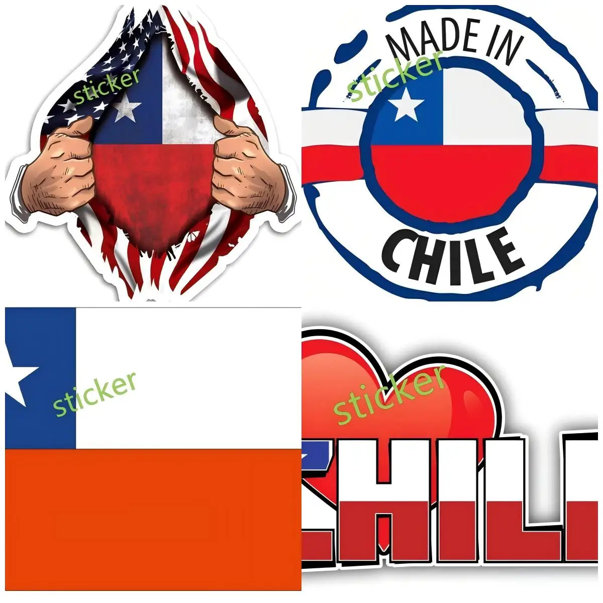

Chile Flag sticker Auto For Bumper Bodywork Phone Bumper Guitar Truck Window Anti Scratch Exterior Parts Exterior Accessories