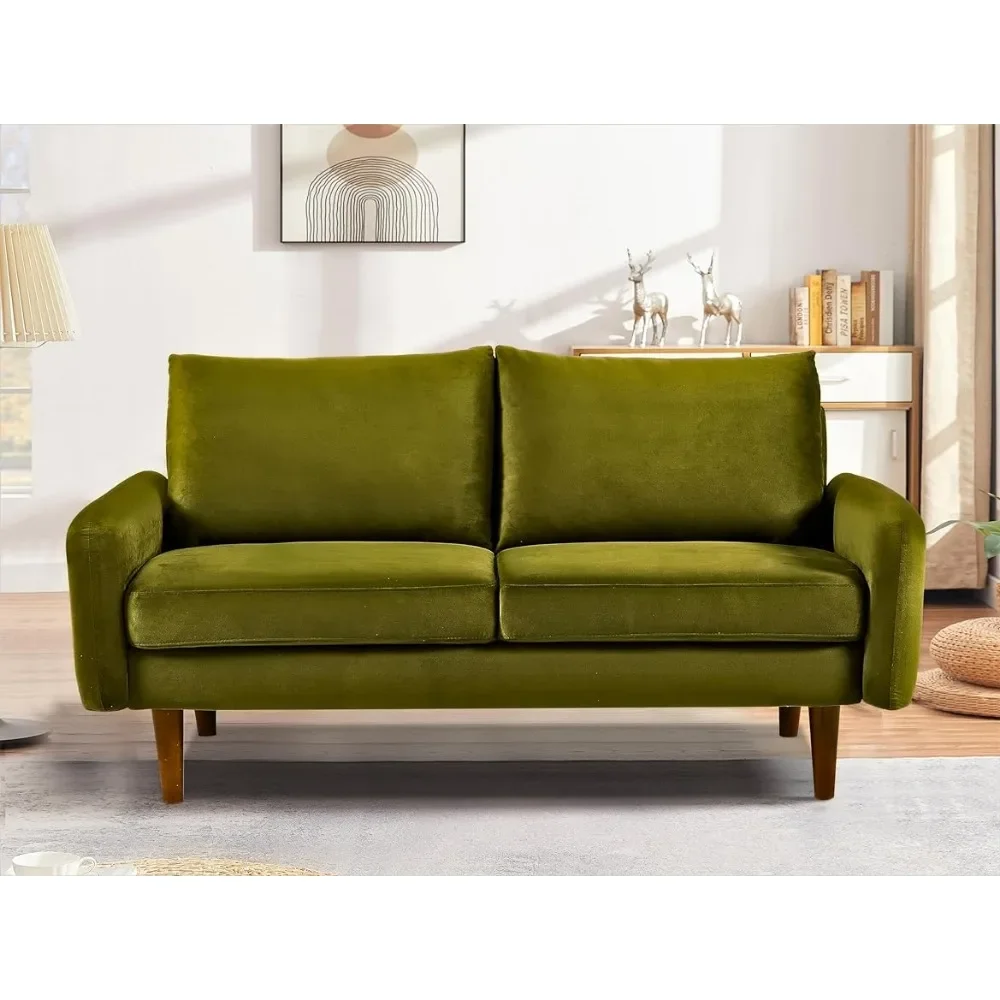 Sofa for Modern Living Rooms and Compact Spaces, Comfy 2 Seater Couch Studio Apartment Furniture with Sleek Design, Olive Green