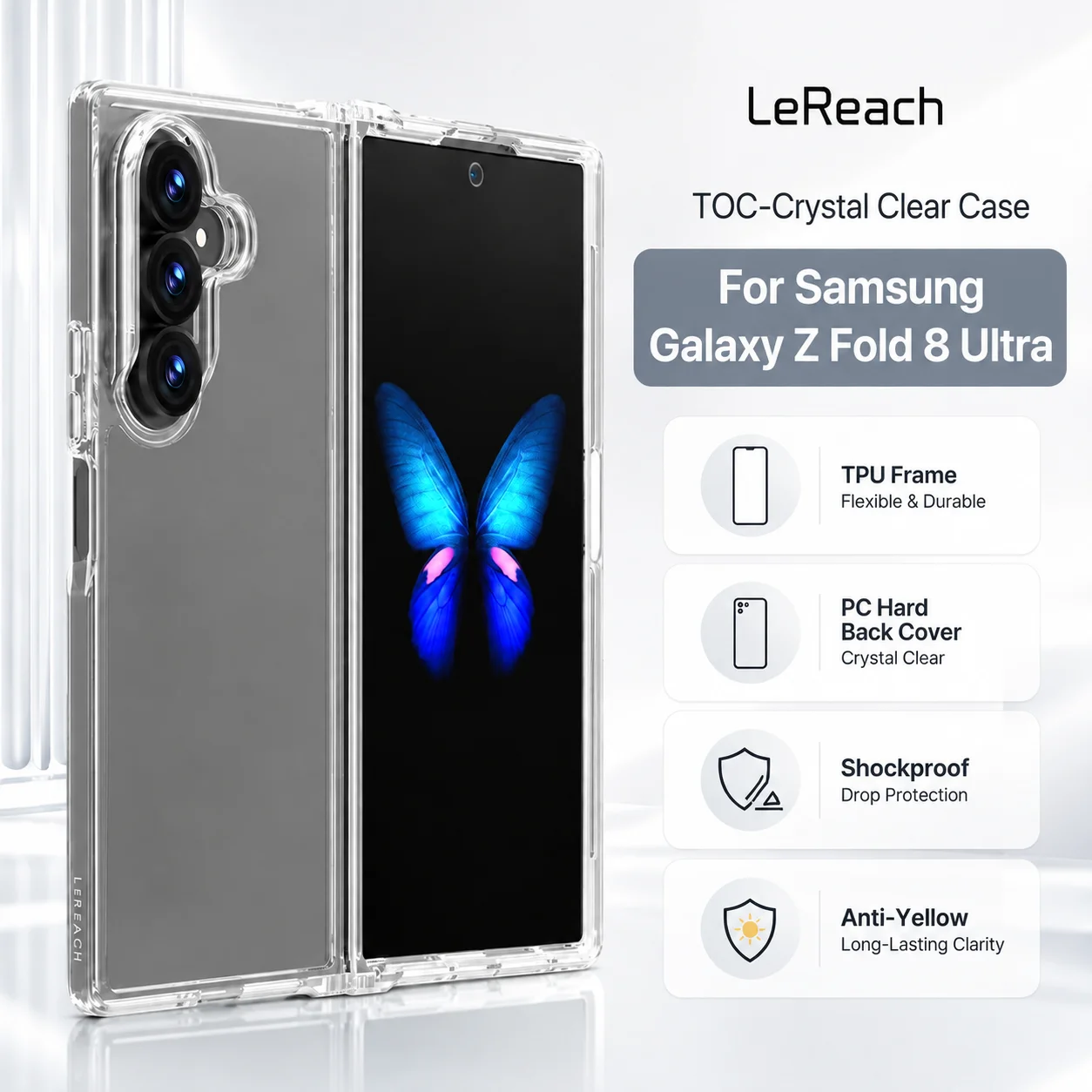 Transparent Case For Samsung Galaxy Z Fold 8 Ultra Camera Protection Shockproof TPU Frame CA1000