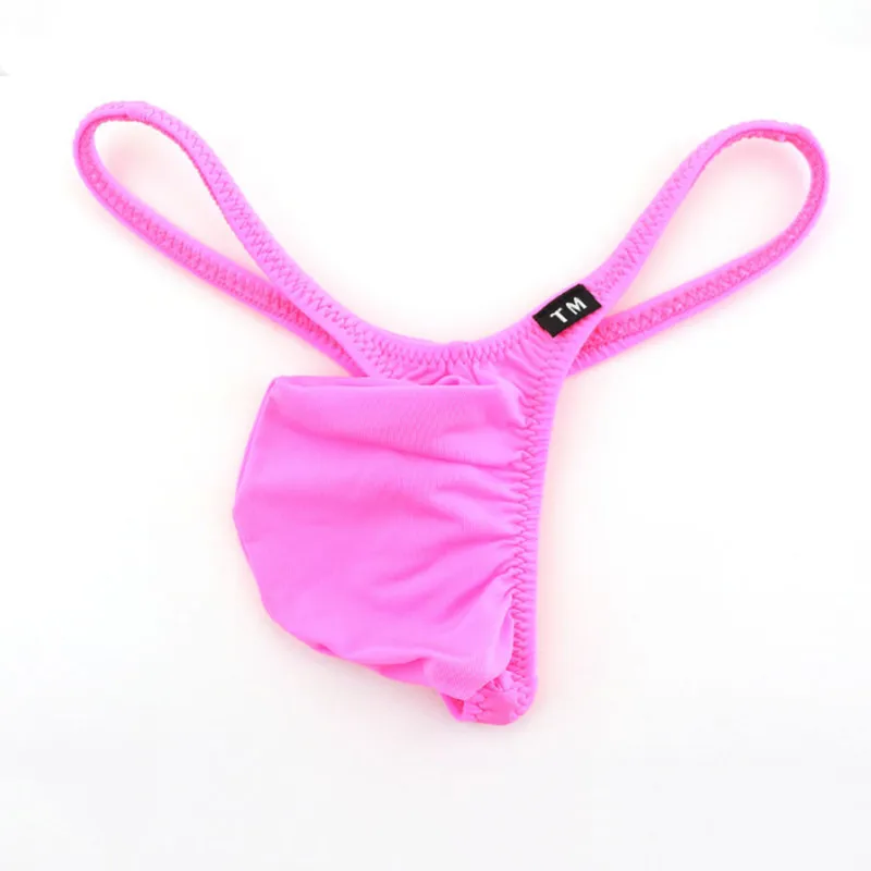 Men Bulge Pouch Single Thong Large Bulge Bag Silky Breathable Fashion T-Back Male Underwear Panties
