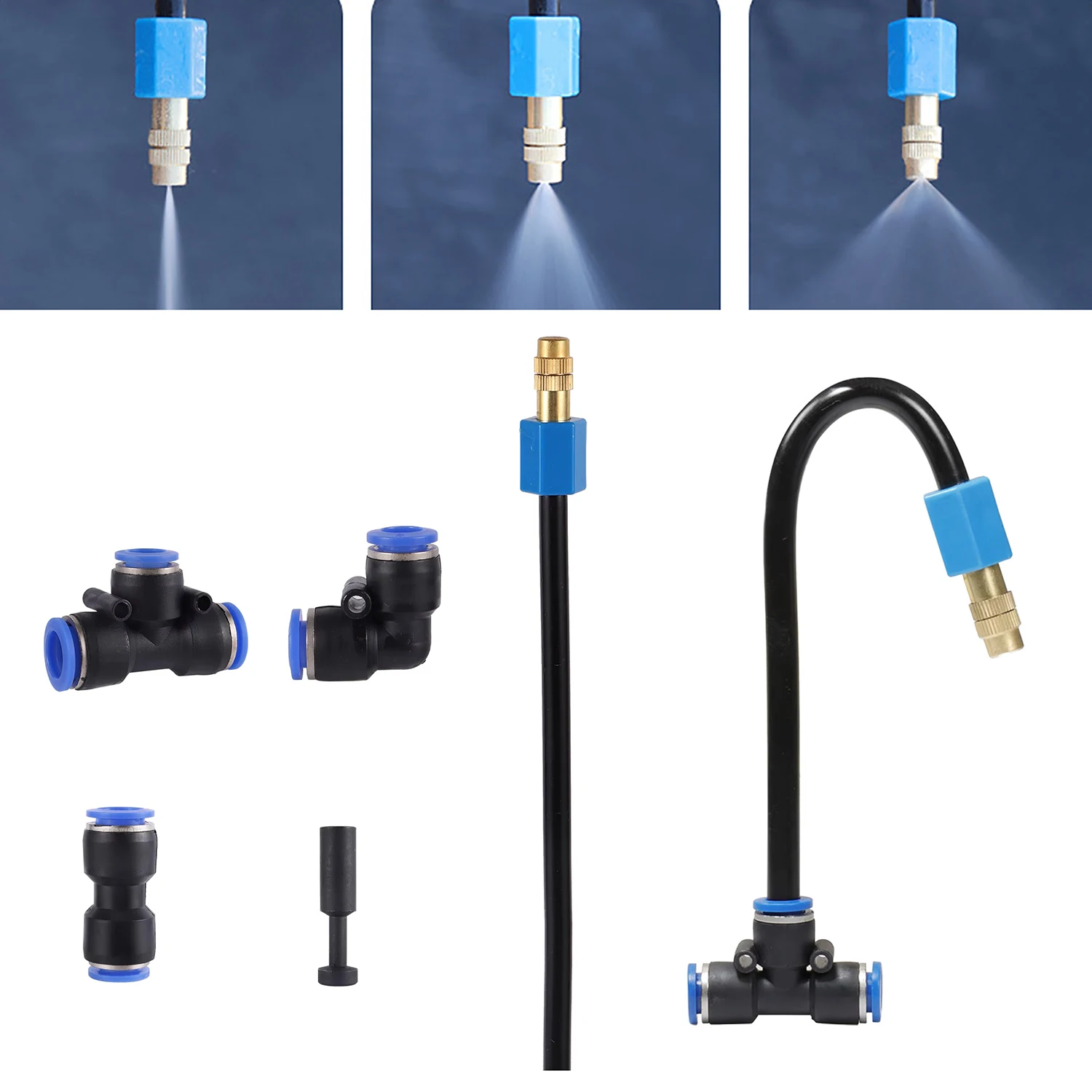 20cm Free Bending Misting Nozzle Universal Spray Nozzle 8mm Straight Push Lock Joint Garden Humidification Irrigation Sprayer