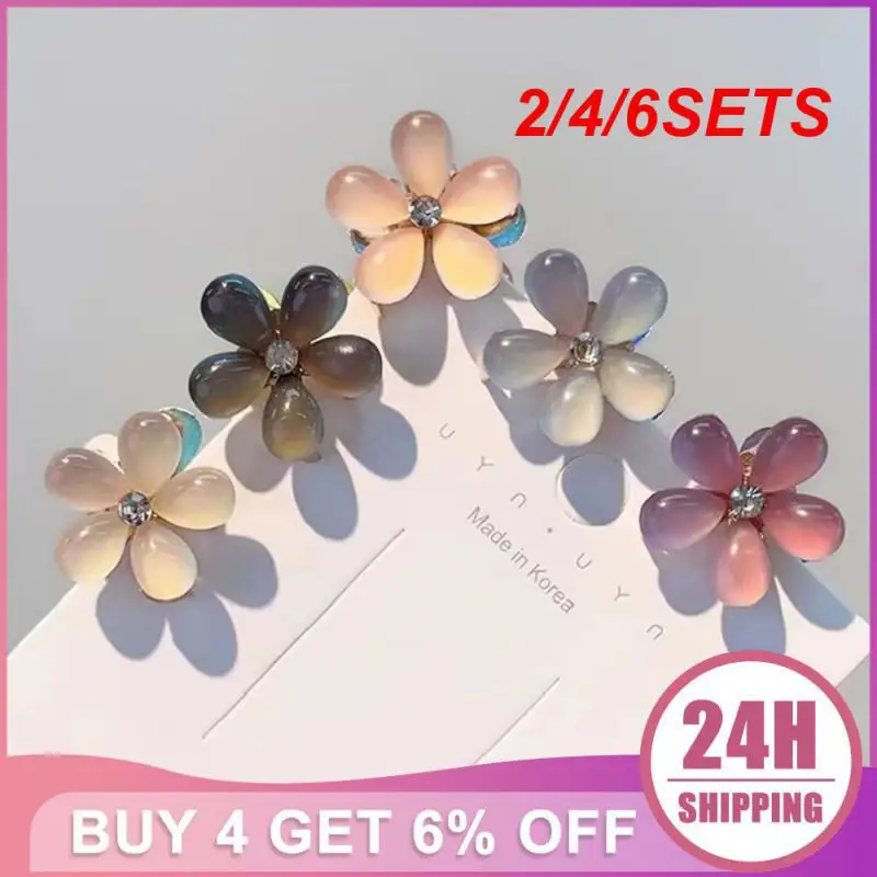 2/4/6SETS Ease Of Use Alloy Hairpin Rhinestone Clothing Accessories Fashion Accessories Sweet Hairpin Girl Grasp