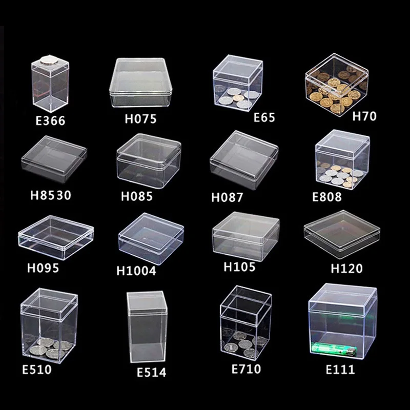 Small Square Clear PS Plastic Storage Boxes for Mini Jewelry