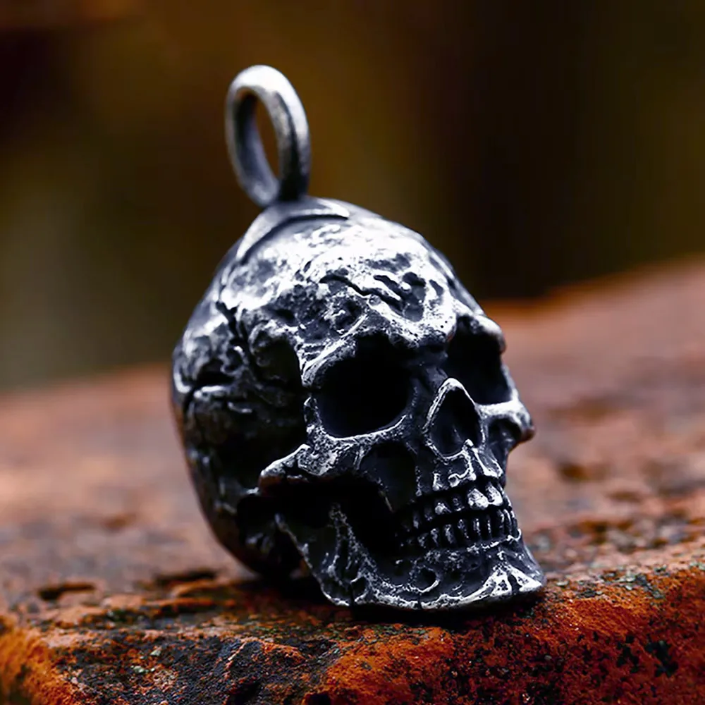 Retro Dark Skull Stainless Steel Pendant Necklace Punk Cool Trendy Chain Unisex Motorcycle Rider Street Fashion Jewelry Present