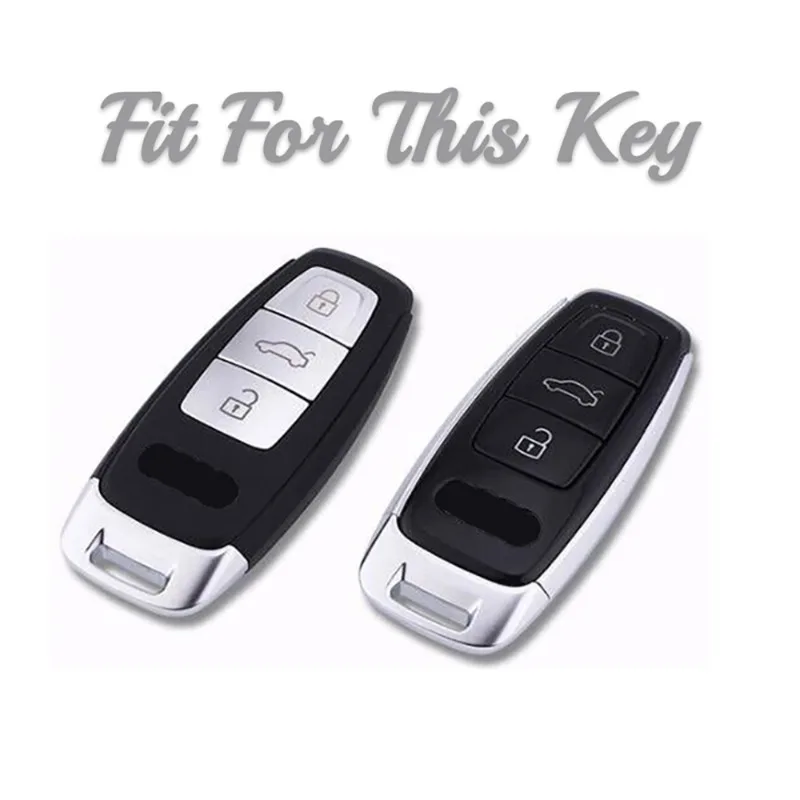 3Button TPU Car Key Case Shell for Audi A6 2018 A6L 2019 A7 2020 A8 2021 C8 2022 Q5 2023 Q7 Q8 D5 E-Tron Coupe Protector Keyring