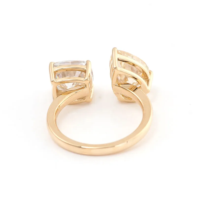 Provence 10K/14K/18K Moissanite Toi Et Moi Rings for Women Champagne Gold Pear Cut 2.5 CT Promise Rings Women's Statement Ring