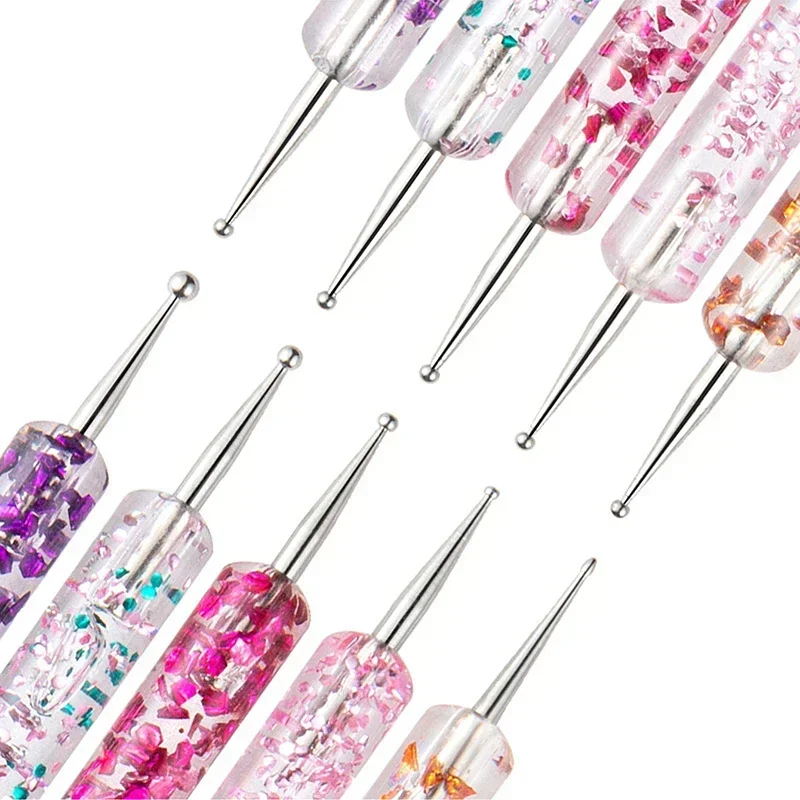 5 stks/set Draagbare Nail Art Puntjes Pen Kristal Kralen Handvat Dual-ended Tekening Schilderen Steentjes Edelstenen Pennen Manicure Tool uñas