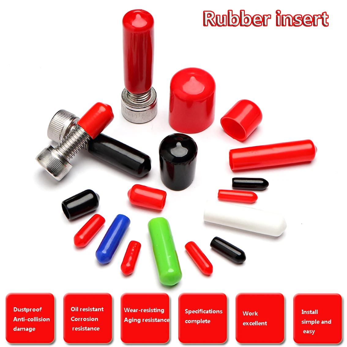 Black/Red Silicone Rubber Round End Cap 1.3/1.5/1.6/1.8/2.0-70mm Rubber Protect Sleeve Cap Pipe Plug