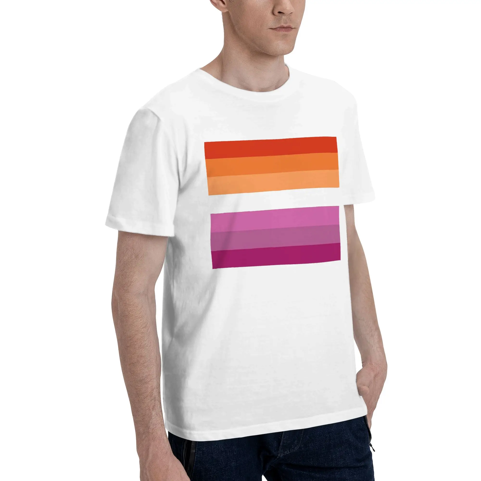 

Новая расширенная мужская футболка с флагом лесбиянок, большие футболки, мужские хлопковые футболки с круглым вырезом, короткие летние мужские футболки