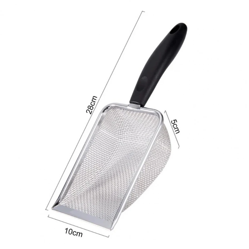 Cat Litter Shovel Small Hole Sand Hanging Hole Pet Litter Tray Sand Scooper Stainless Steel Metal Scooper Kitten Cleaning Tool