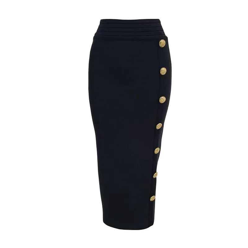 Hot Selling Mid Length Bandaged Skirt with Single Row Metal Buckle Fashion Sexy and Elegant Versatile Hip Wrap Skirt