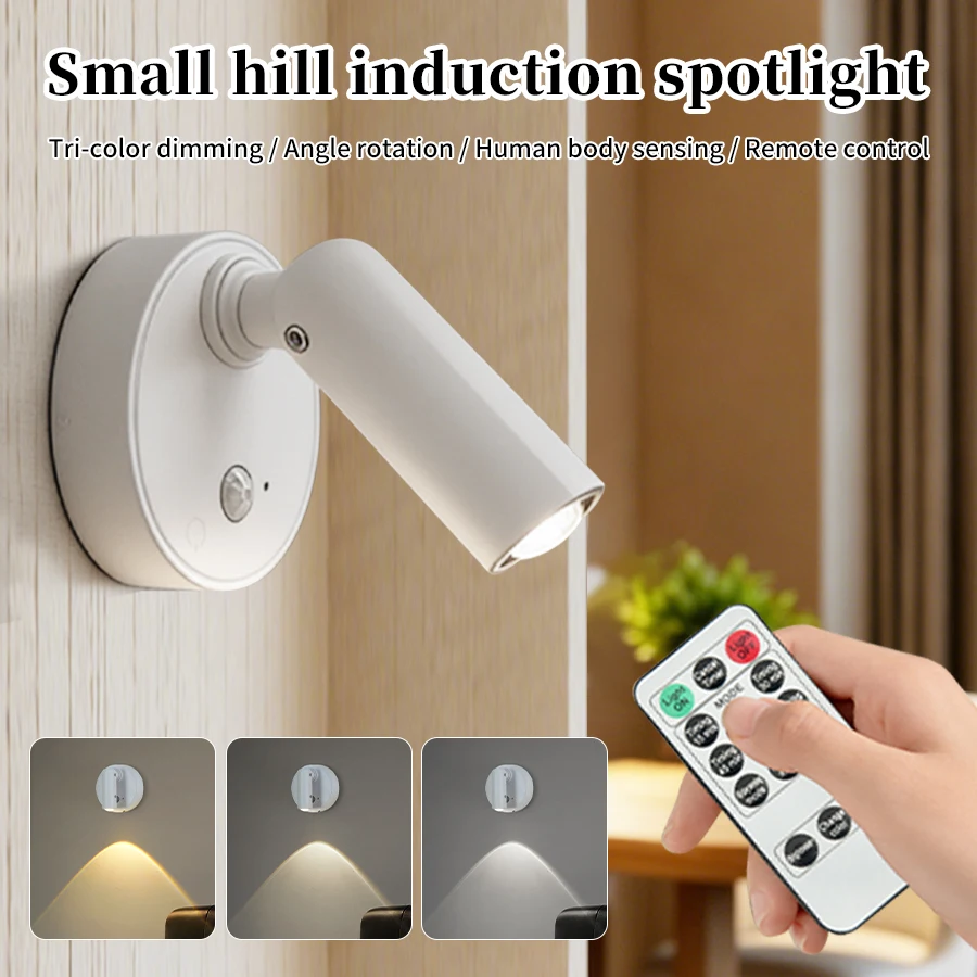 Lámpara de Pared LED Recargable con Sensor de Movimiento, Regulación Táctil y Control Remoto 360 °   Luces Nocturnas Giratorias para Decoración del Hogar