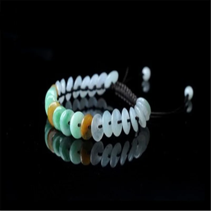 Wholesale   AGoods Ice-like Jade Tricolor Safety Buckle Bracelet Hand-Woven Bracelet