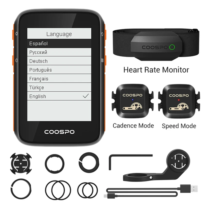 Coospo BC200 Bike Computer GPS 2.4inch ANT+Bluetooth5.0 Route Navigation Bicycle Speedometer Odometer Multi-Language Cycling