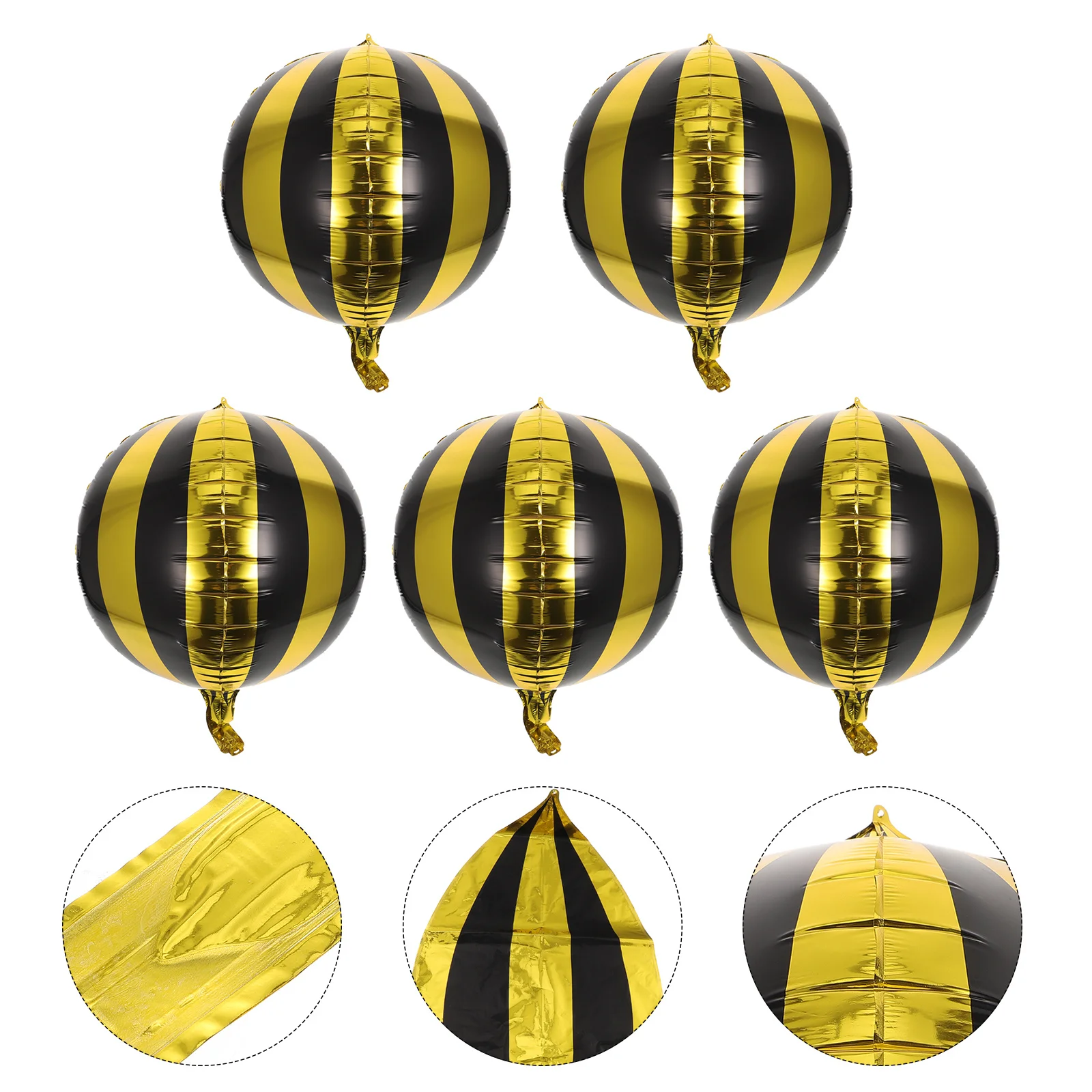 

5Pcs Striped Round Aluminum Film Balloons Birthday Party Helium Balloon Decorations Sphere Foil Balloon Striped Foil Balloons