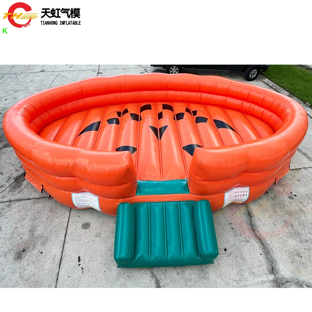 Fast Air Shipping Inflatable Pumpkin Jump Pad Halloween Ghost Face Pumpkin Bouncy Jumping Jump Patch Mattress with Blower