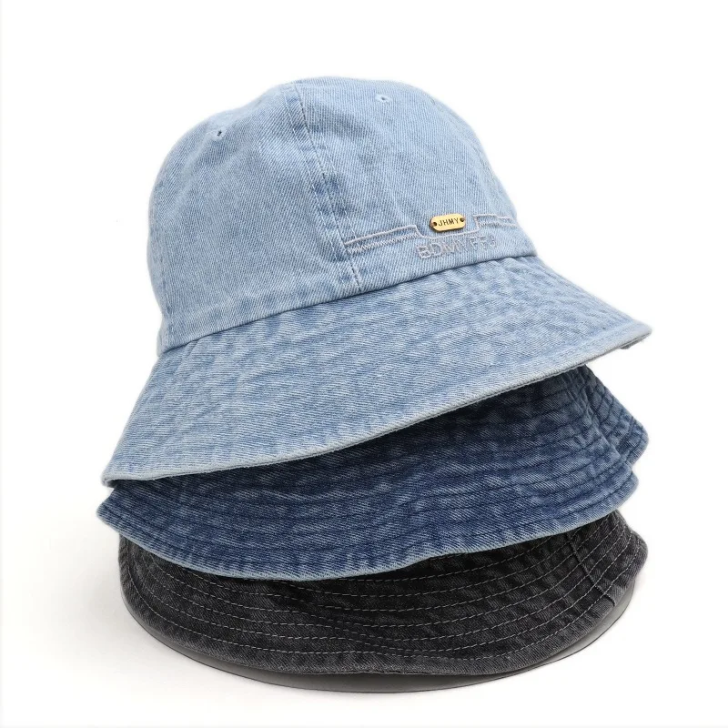 

Fashion Denim Fisherman Hats Unisex Dome-shaped Sun Protection Bucket Panama Hat Y2k Folding Sunscreen Fishing Cap