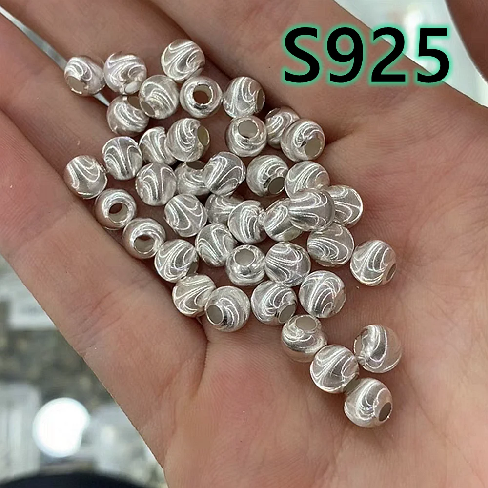 

6mm Solid 925 Sterling Silver Loose Beads, Beautiful Cats Eye Silver Beads For Making Fashion Jewelry, 1 Piece