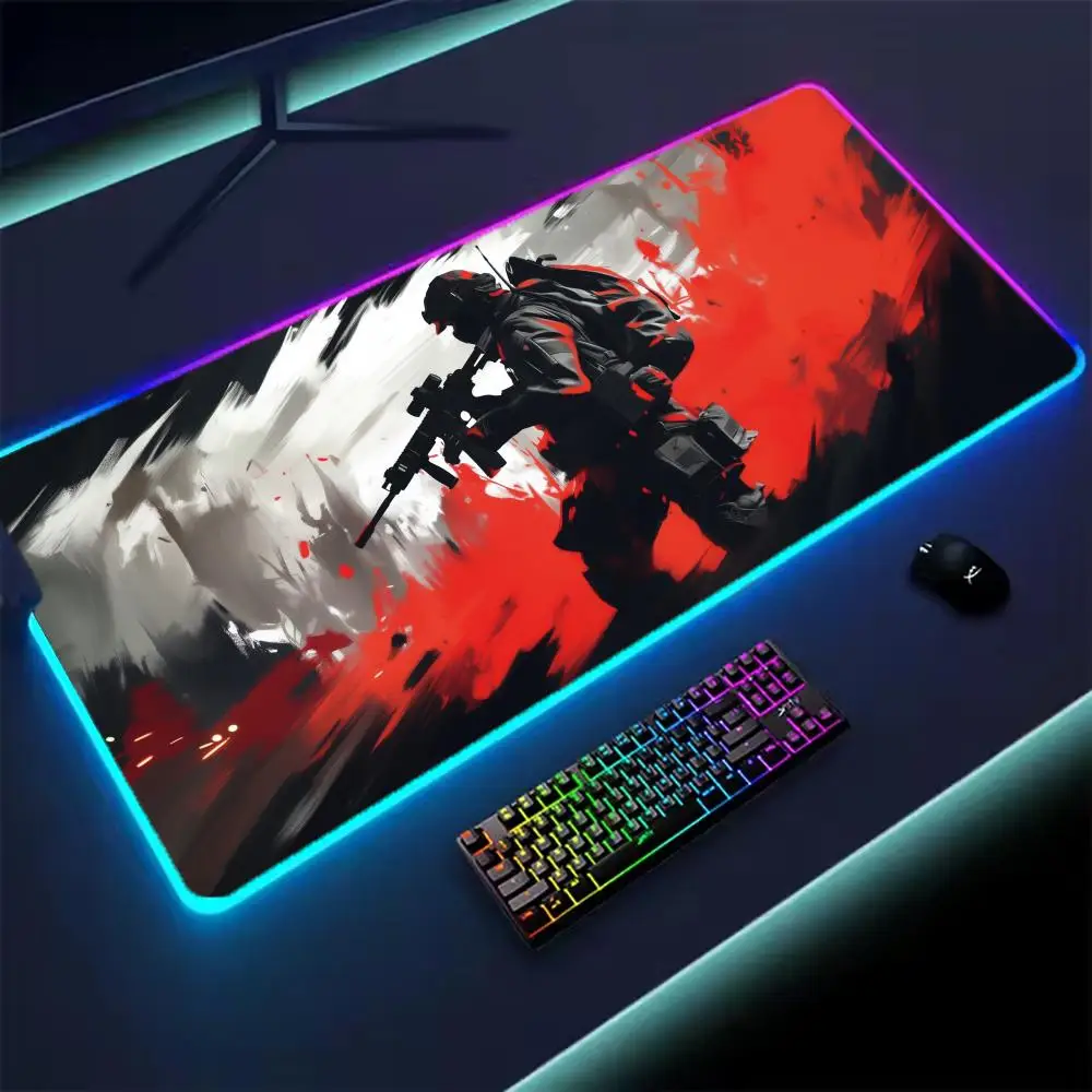 

Cool Soldier Mouse Pad XXL RGB Gaming Mouse Pad Gamer Accessories Large LED Light Mousepads PC Computer Desk Mat with Backlit