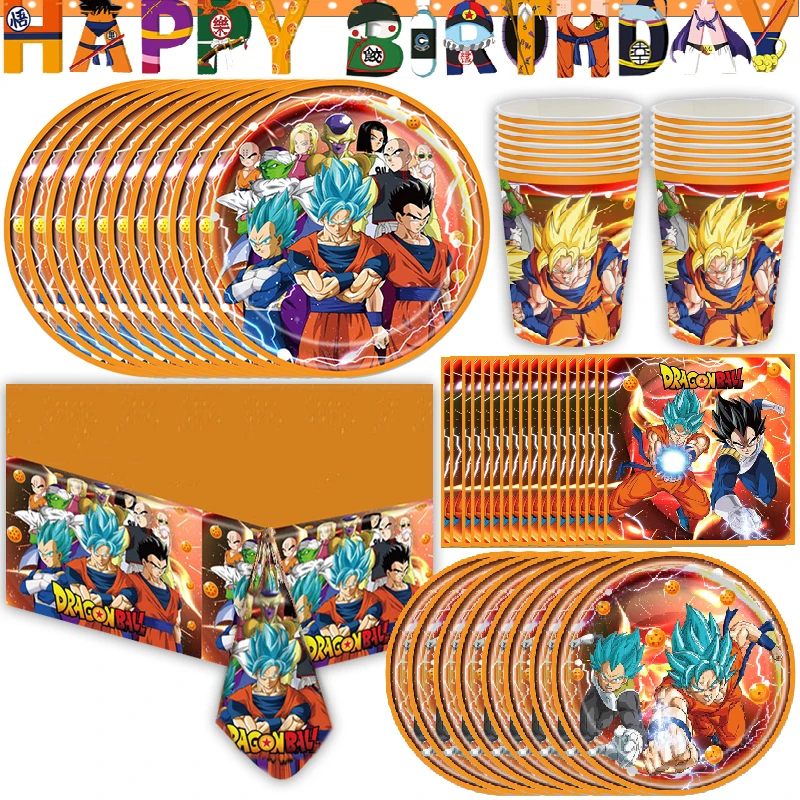 

Dragonball z Party Decoration Dragonball Disposable Tableware Tablecloth Cups Birthday Banner Plates Baby Shower Supplies Toys