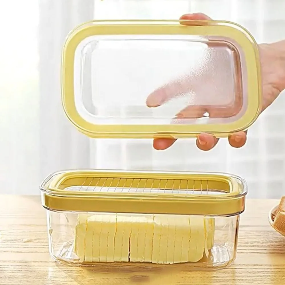 Household Hand Press Butter Keeper Plastic with Sealing Lid Butter Slice Container Anti-Scratch Butter Slicing Box Fridge
