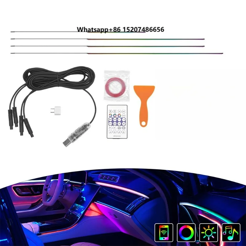 RGB Car Interior LED Strip Lights APP Remote Control Music Dreamcolor Chasing Ambient Lights Kit