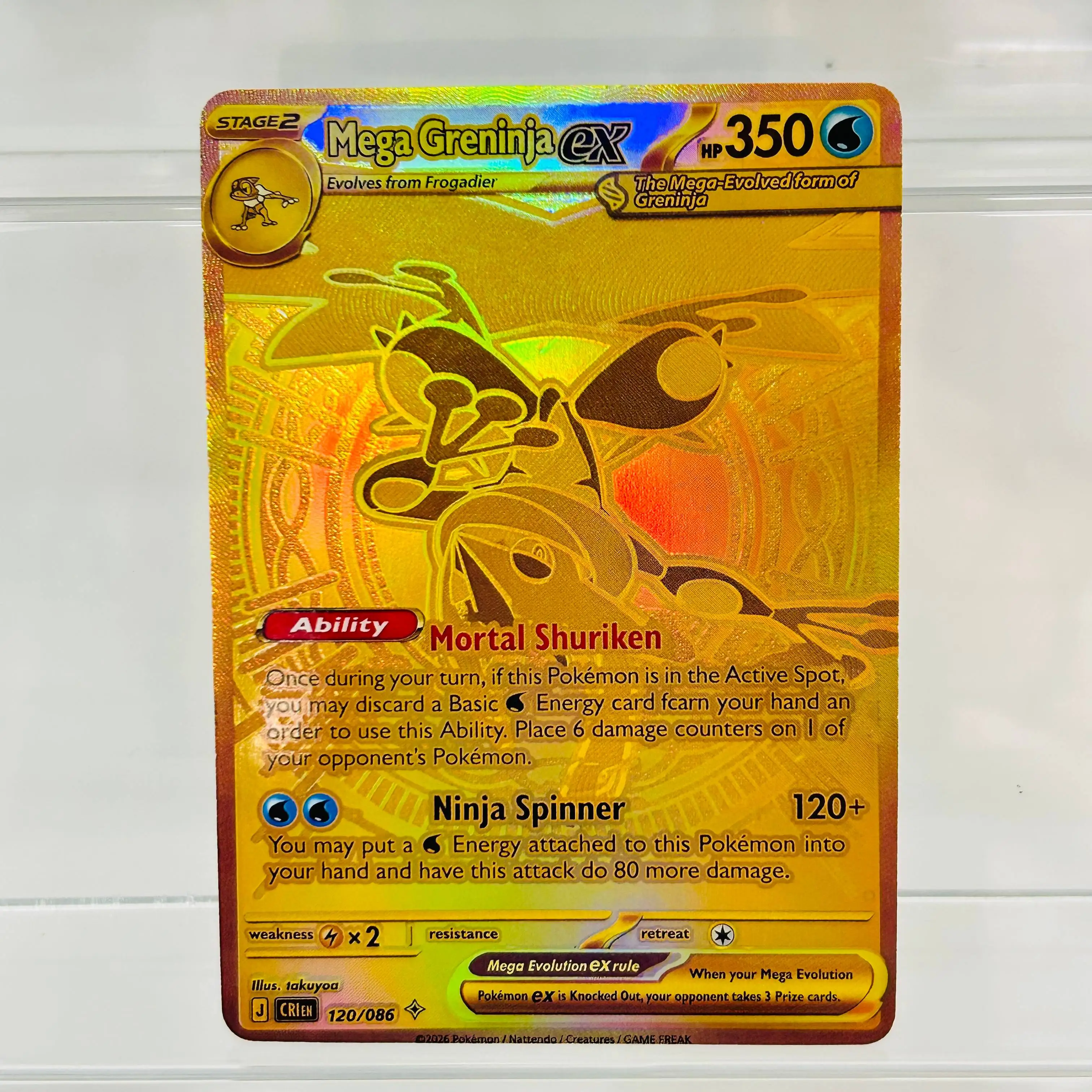 Tarjeta Holográfica Pokémon en Inglés, Mega Greninja ex 120/086, en Perfecto Estado, Tarjeta Coleccionable de Anime Premium