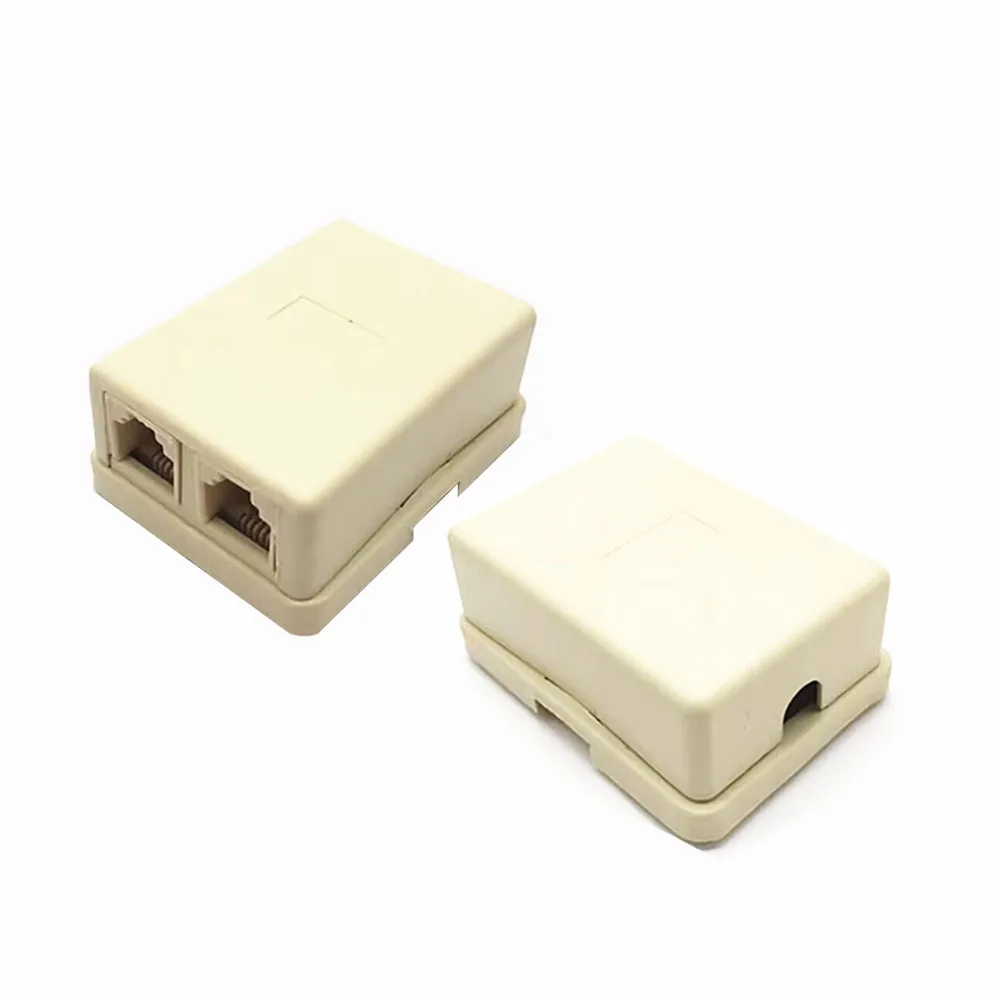 2Pcs  6P4C 2 in 1 Ports Female Plug jack Telephone Connector Line Splitter Extender Plug Adapter