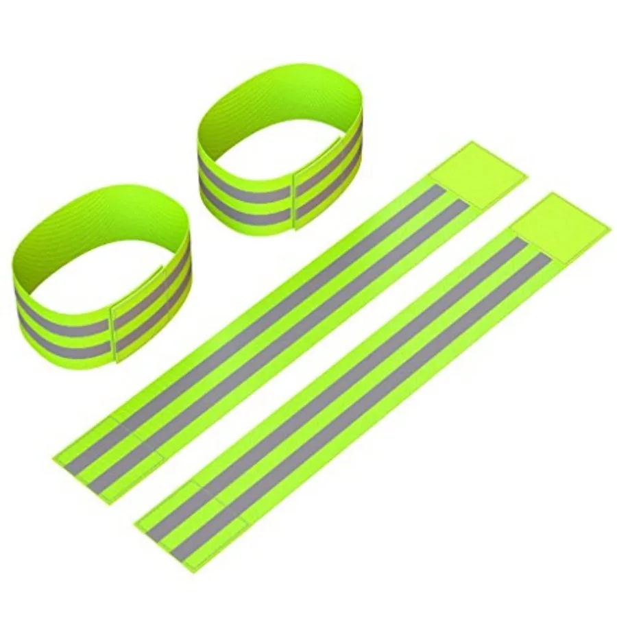 Reflective Ankle Bands 4 Bands/2 Pairs High Visibility and Safety for Jogging/Cycling/Walking etc Works as Wristbands, Armband,