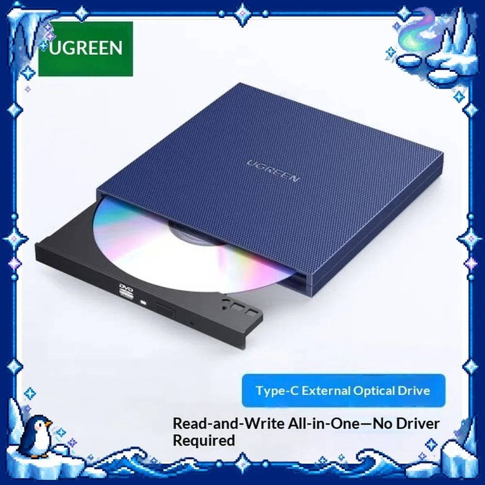 UGREEN CM138-60811 External DVD CD ROM Burner USB Type C Portable Optical Drive for Laptop PC
