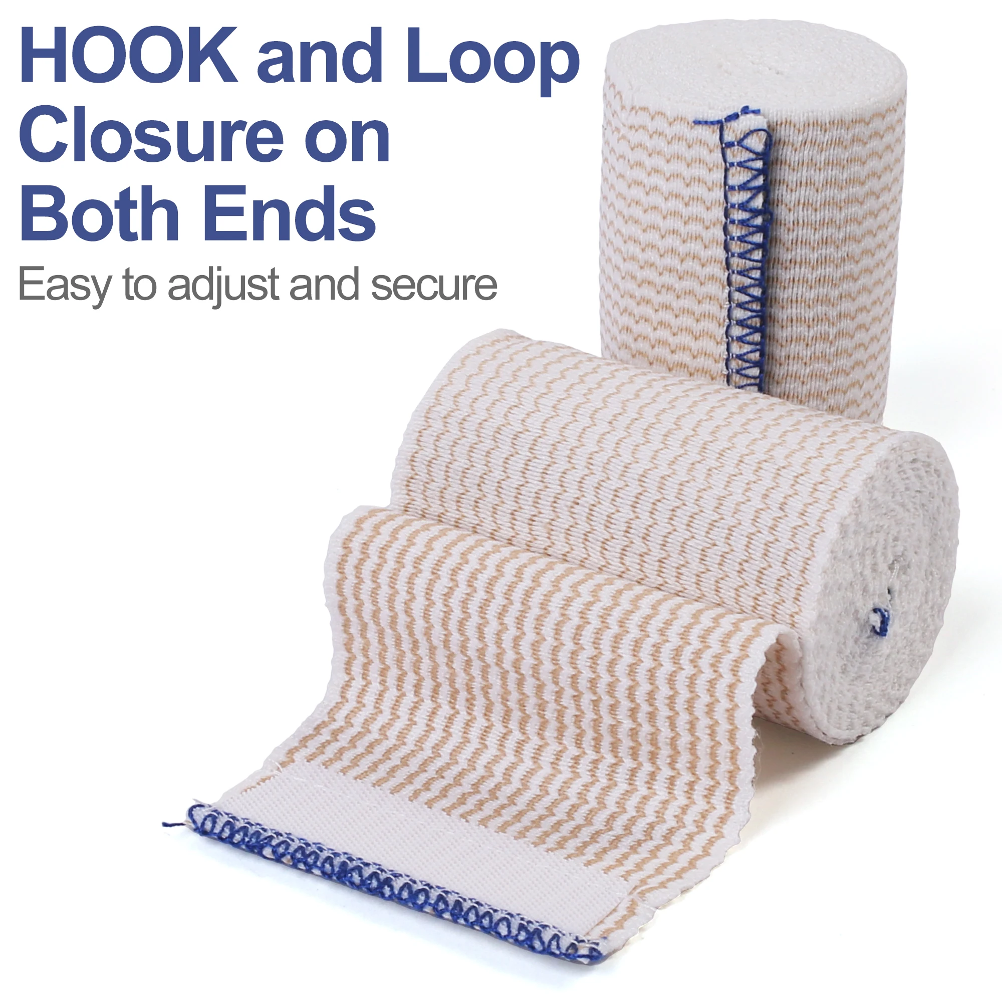 4 لفات 3 بوصة × 5 ياردة غلاف ضمادة مرن، غلاف ضمادة ضغط من القطن مع إغلاق ذاتي، دعم وإسعافات أولية للرياضة