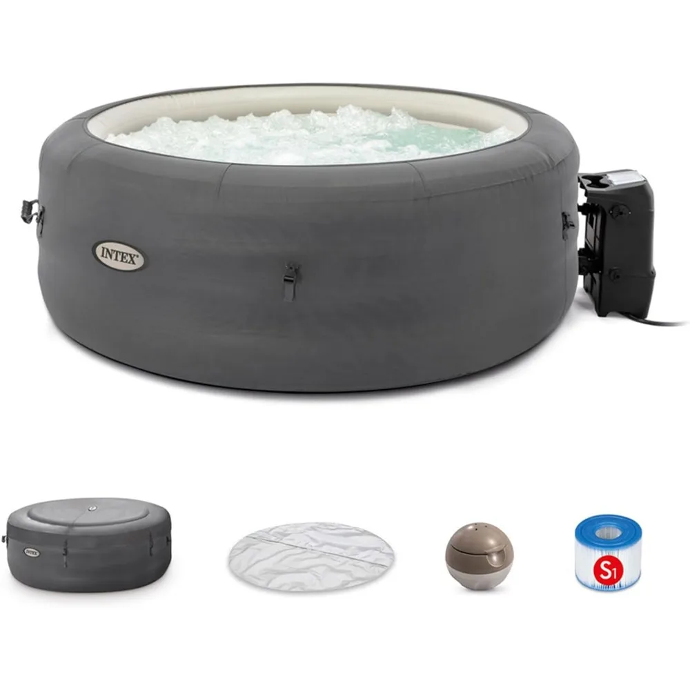 

28483E SimpleSpa Bubble Jacuzzi Spa: incl. insulated lid – Built-in QuickFill inflatable – Soothing Jet – 4 people