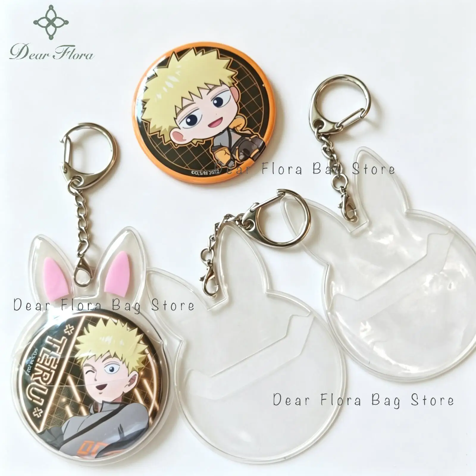 Cute Cat Rabbit Shape Anime Badge Protective Ita Bag Accessories Protect Clear Badge DIY Display Sleeve Key Chain For 58mm Badge