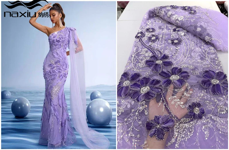 

Madison Luxury African Beads Lace Fabric High Quality Sequins Embroidery French Tulle Fabrics for Women Nigerian Wedding Dress