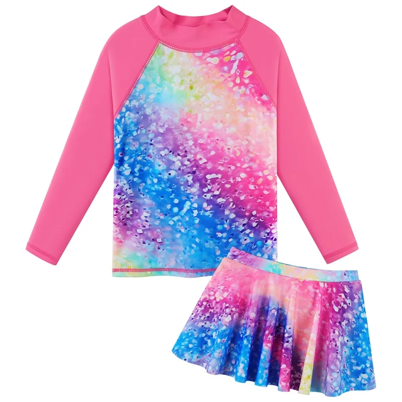 BAOHULU 3 - 12 Years Girls Swimsuit Two Piece Set UPF 50+ UV Protective Swimwear Children Water Sport Rash Guard