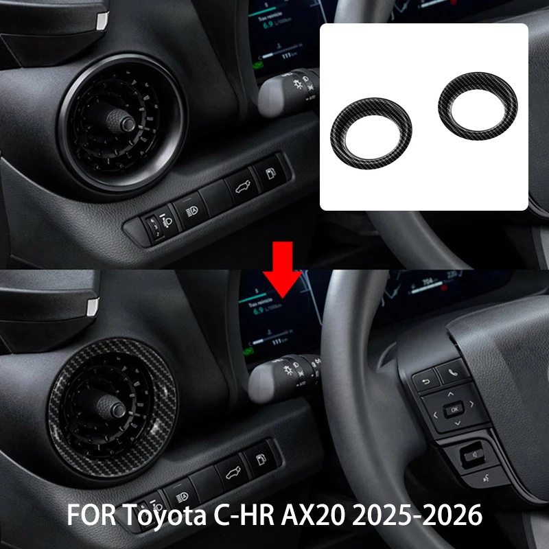 

Автомобильные аксессуары, подходят для Toyota C-HR AX20 2025-2026, хромированная внутренняя отделка из углеродного волокна, центральная панель управления, крышка, 2 шт.