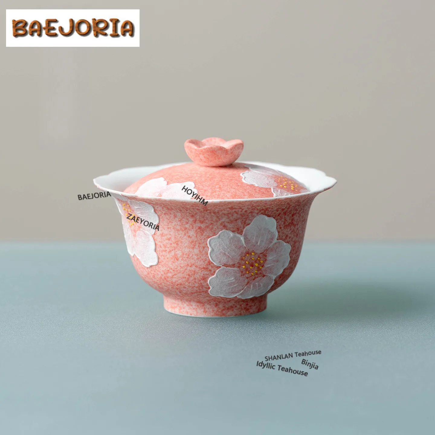 100ml Hand-painted Camellia Gaiwan Zen Tea Tureen Tea Bowl With Lid Kit Tea Brewing Cover Bowl Tea Ceremony Decoration Craft